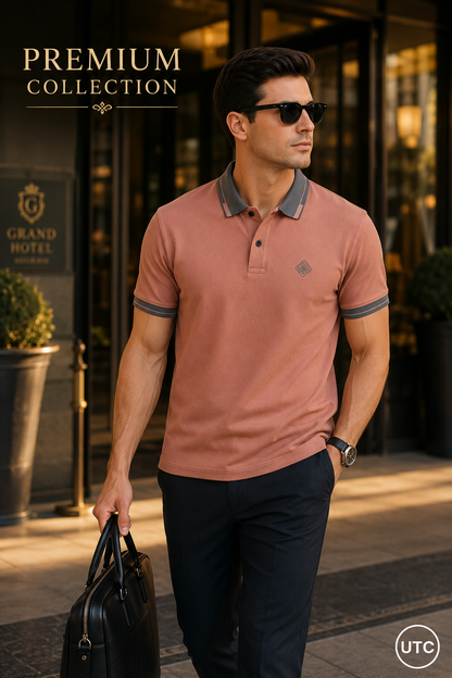 🏆 Premium Men's Polo Shirt | Soft Cotton Blend | Smart Casual | Dusty Rose 👕