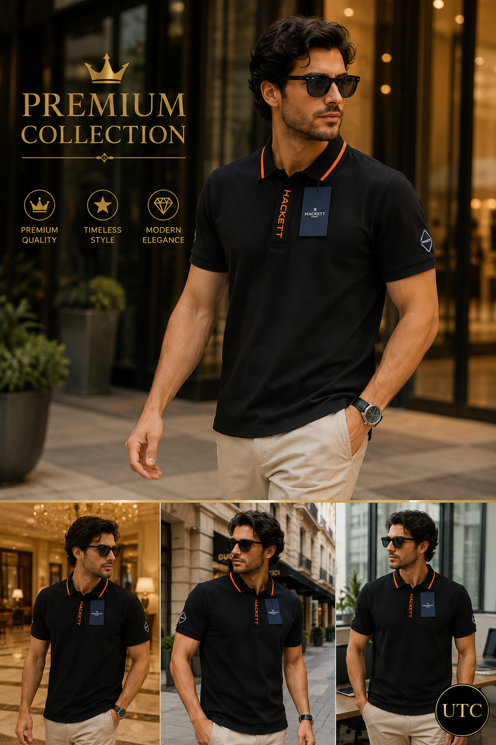 🖤 Hackett London Men's Premium Black Polo Shirt 👕✨ | Luxury Cotton | Smart Casual