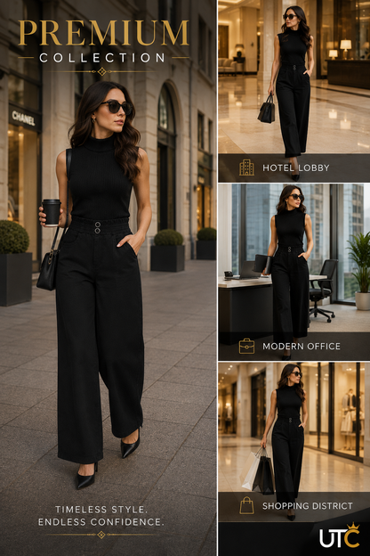 LIMORE Women’s Black Wide-Leg Jeans | Elastic Waist