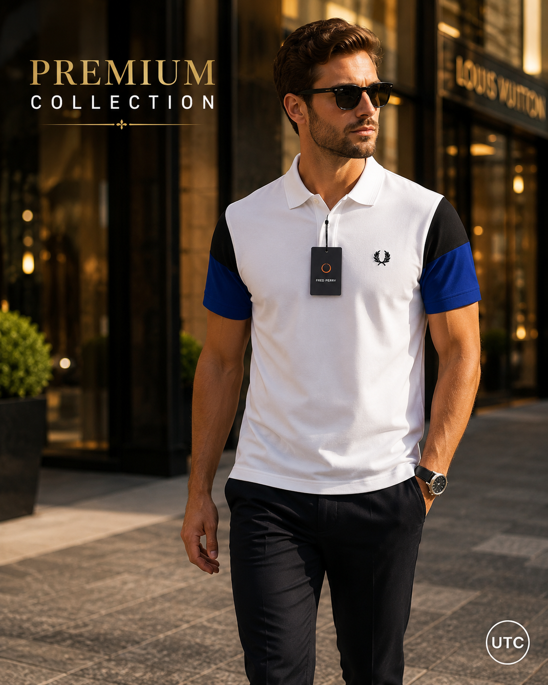 🏆 Premium Men's Color Block Polo Shirt 👕 | Soft Cotton Blend | Modern Smart Casual | White & Royal Blue
