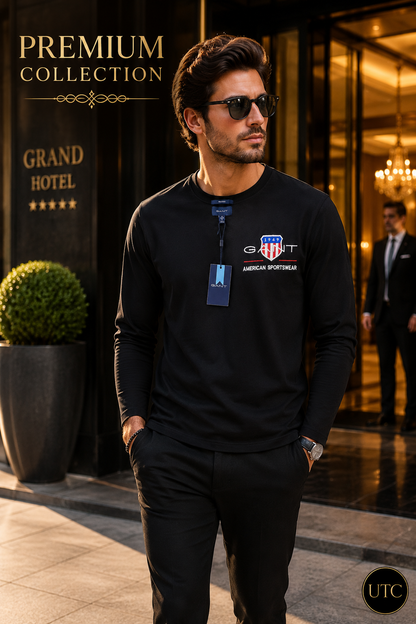 🖤 GANT Men's Premium Long Sleeve T-Shirt 👕✨ | 100% Authentic | Classic American Sportswear