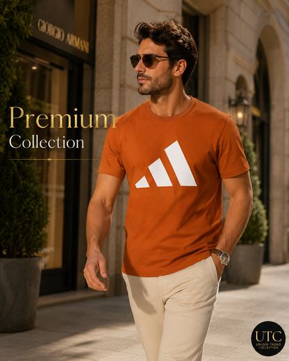 Adidas Men's Essentials Big Logo T-Shirt – Orange | Premium Cotton Crew Neck | Originals