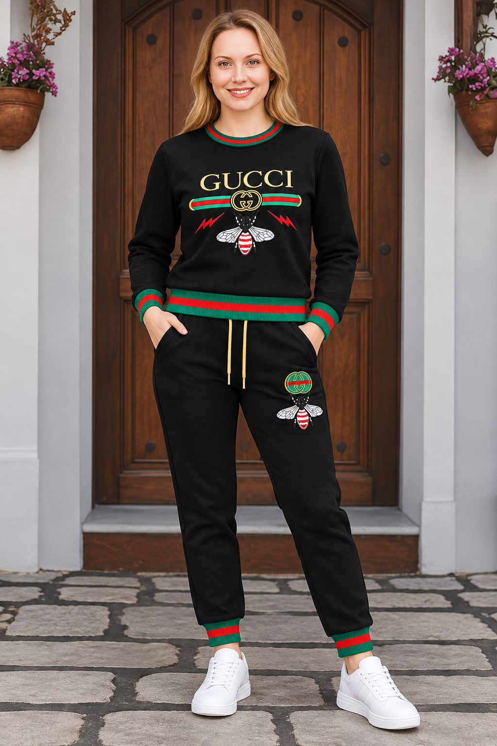 GUCCI Bee Graphic Black 2-Piece Tracksuit | Sweatshirt & Joggers