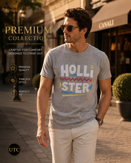 🤍 Hollister Men's Premium Graphic T-Shirt 👕✨ | Soft Cotton Crew Neck | Casual Everyday Style | 100% Authentic