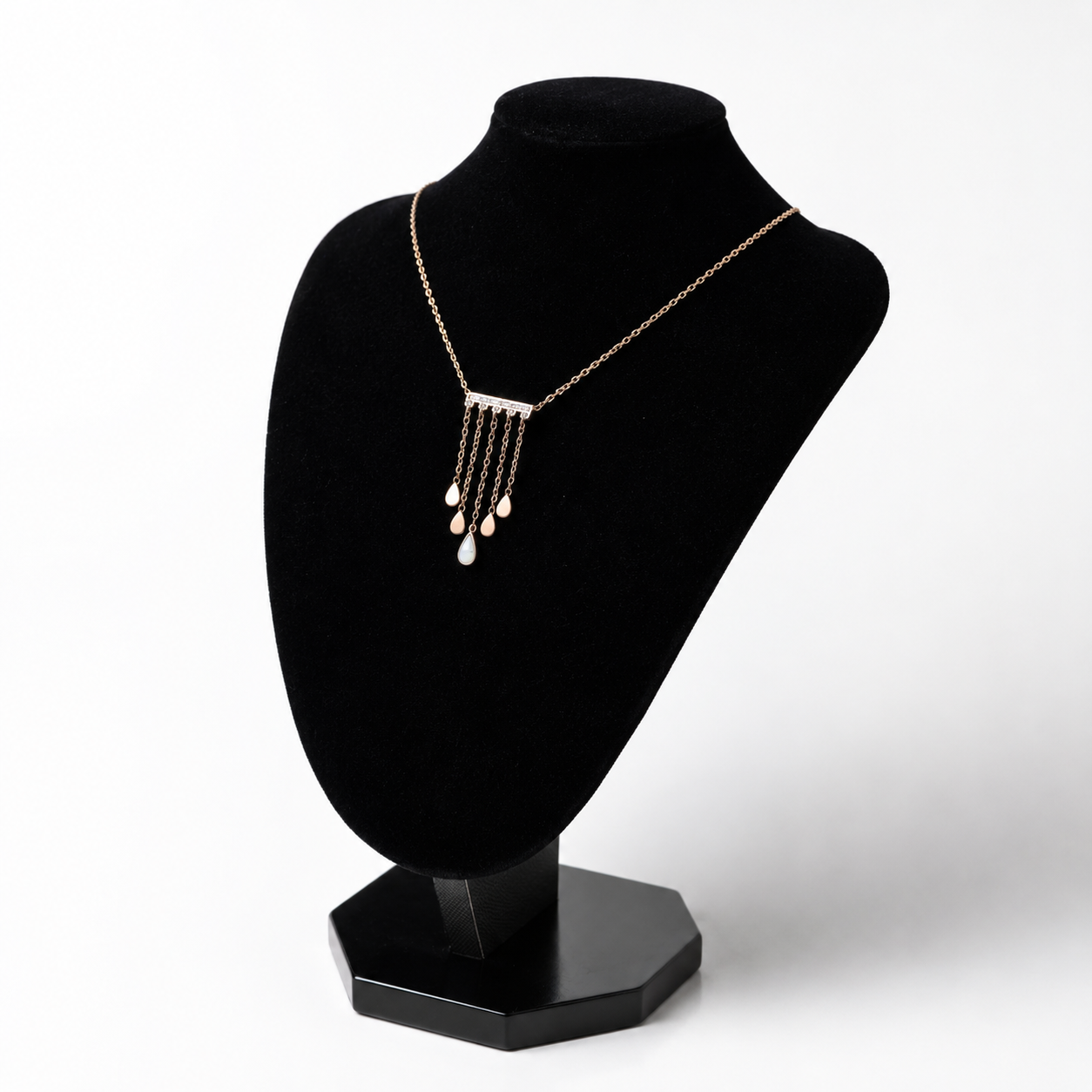 ✨ Rose Gold Water Drop Tassel Necklace | Elegant Crystal Pendant Necklace for Women ✨