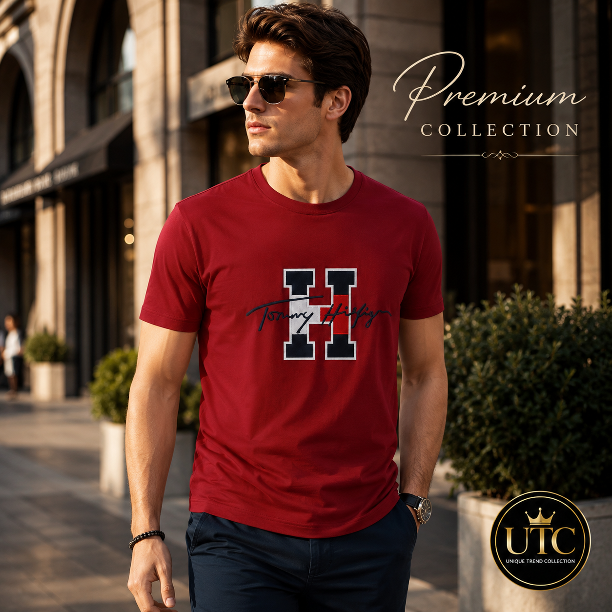 🔥 Tommy Hilfiger Men's Signature Logo T-Shirt | Premium Cotton Crew Neck | Classic Red | Soft & Comfortable