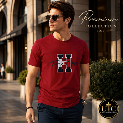 🔥 Tommy Hilfiger Men's Signature Logo T-Shirt | Premium Cotton Crew Neck | Classic Red | Soft & Comfortable