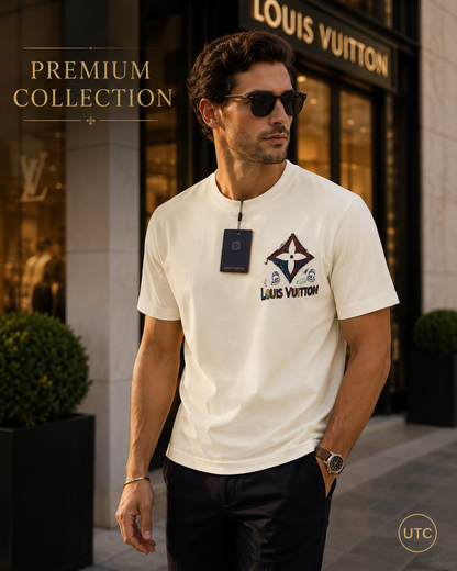 👑 Premium Men's Graphic T-Shirt | Soft Cotton Blend | Luxury Casual Crew Neck | Ivory White