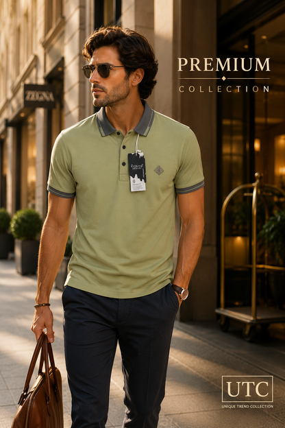 🟢 Premium Men's Olive Green Polo Shirt | Soft Cotton Casual Golf Polo 👕