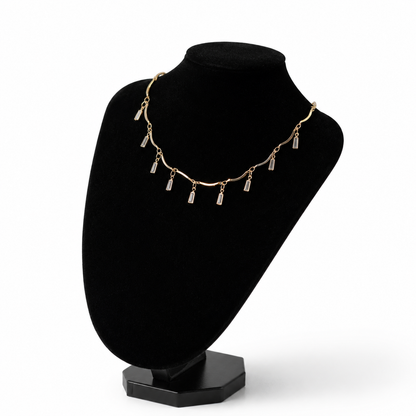 ✨ Gold Crystal Dangle Charm Necklace – Elegant Luxury Fashion Jewelry for Women