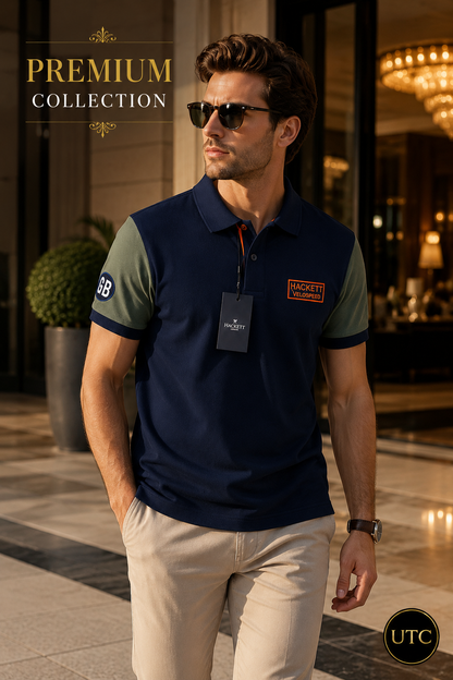 💙 Hackett London Velospeed Men's Premium Polo Shirt 👕✨ | Navy Blue Performance Cotton | 100% Authentic