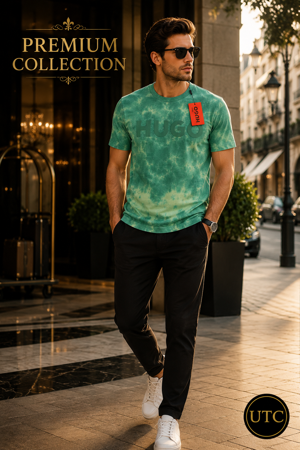 💚✨ HUGO Men's Premium Green Tie-Dye Logo T-Shirt 👕 | 💎 Soft Cotton Crew Neck | 🌿 Luxury Everyday Style | 🇨🇦 Fast Shipping