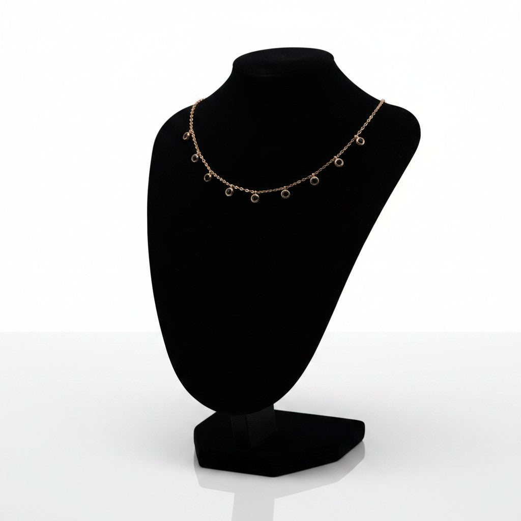 ✨ Elegant Black Crystal Charm Necklace for Women | Dainty Gold-Tone Necklace ✨