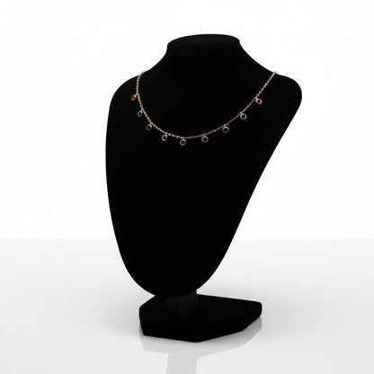 ✨ Elegant Black Crystal Charm Necklace for Women | Dainty Gold-Tone Necklace ✨