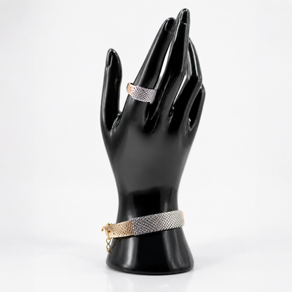 ✨ Luxury Two-Tone Crystal Mesh Bracelet | Gold & Silver Women's Fashion Jewelry