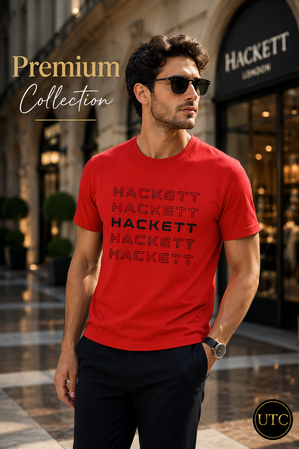 🔴✨ Hackett London Men's Premium Red Logo T-Shirt 👕 | 💎 Soft Cotton Crew Neck | 🇬🇧 Luxury British Style | 🇨🇦 Fast Shipping