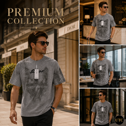 Premium Men's Grey Graphic Crew Neck T-Shirt | Soft Cotton Blend | Modern Fit