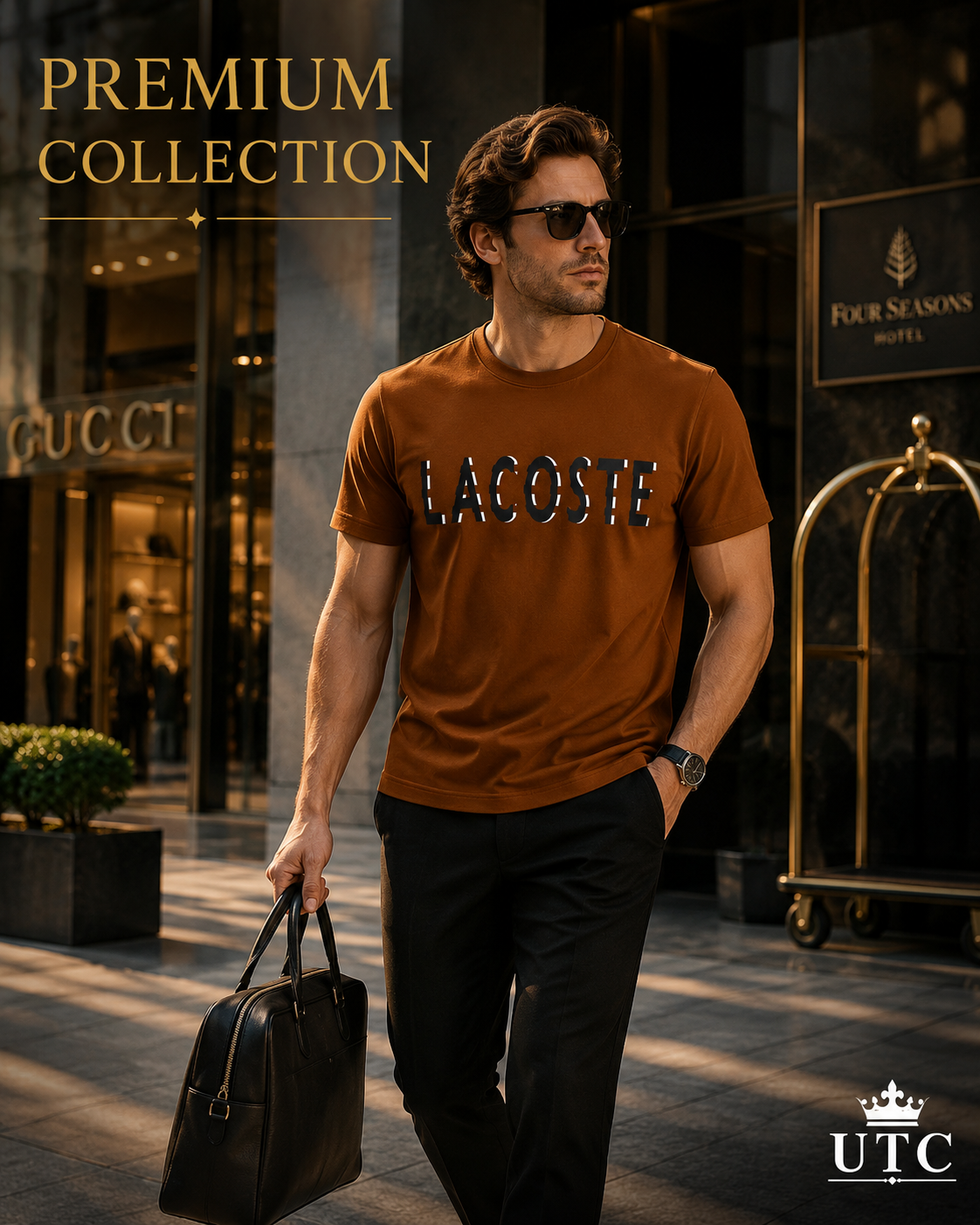 Premium Men's Rust Brown Cotton T-Shirt | Soft Crew Neck Casual Tee