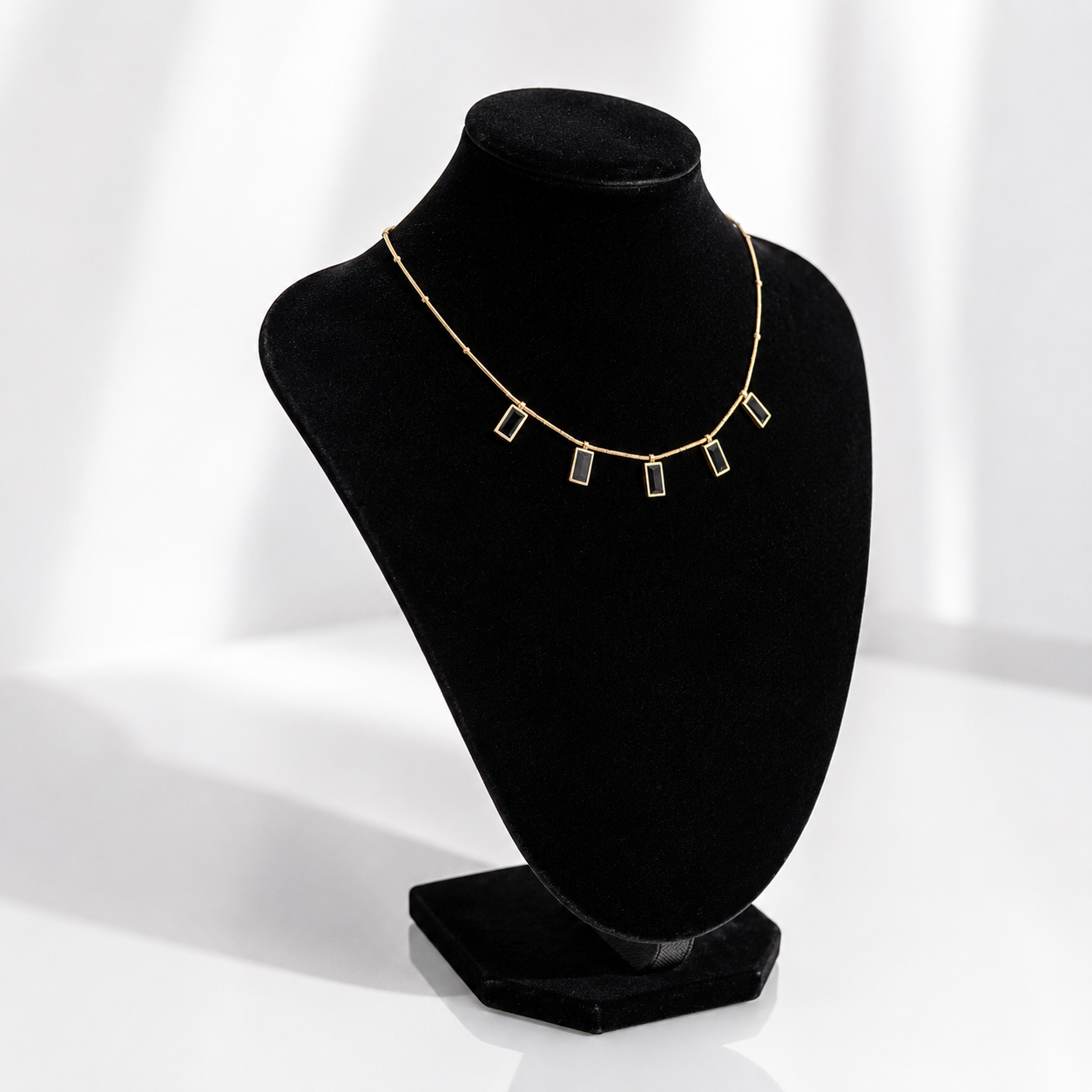 ✨ Black Crystal Gold Charm Necklace | Elegant Luxury Pendant Necklace for Women | UTC Jewelry