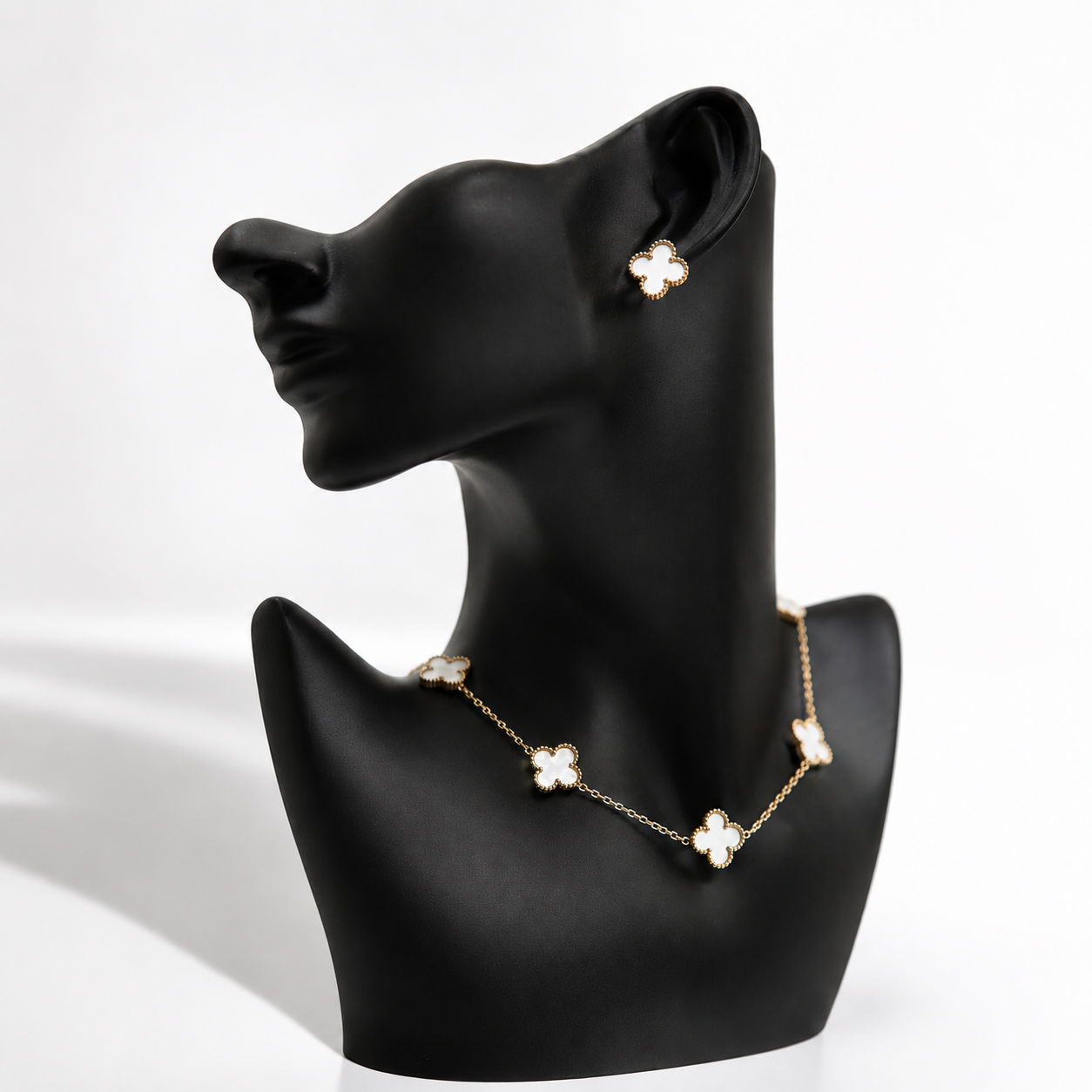 💎 Clover Luxury Jewelry Set – Gold Plated Necklace & Earrings Set for Women | Elegant Gift Collection