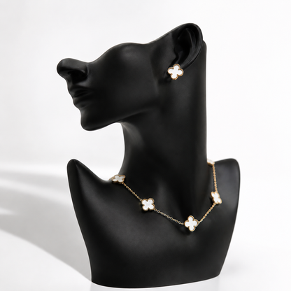 💎 Clover Luxury Jewelry Set – Gold Plated Necklace & Earrings Set for Women | Elegant Gift Collection