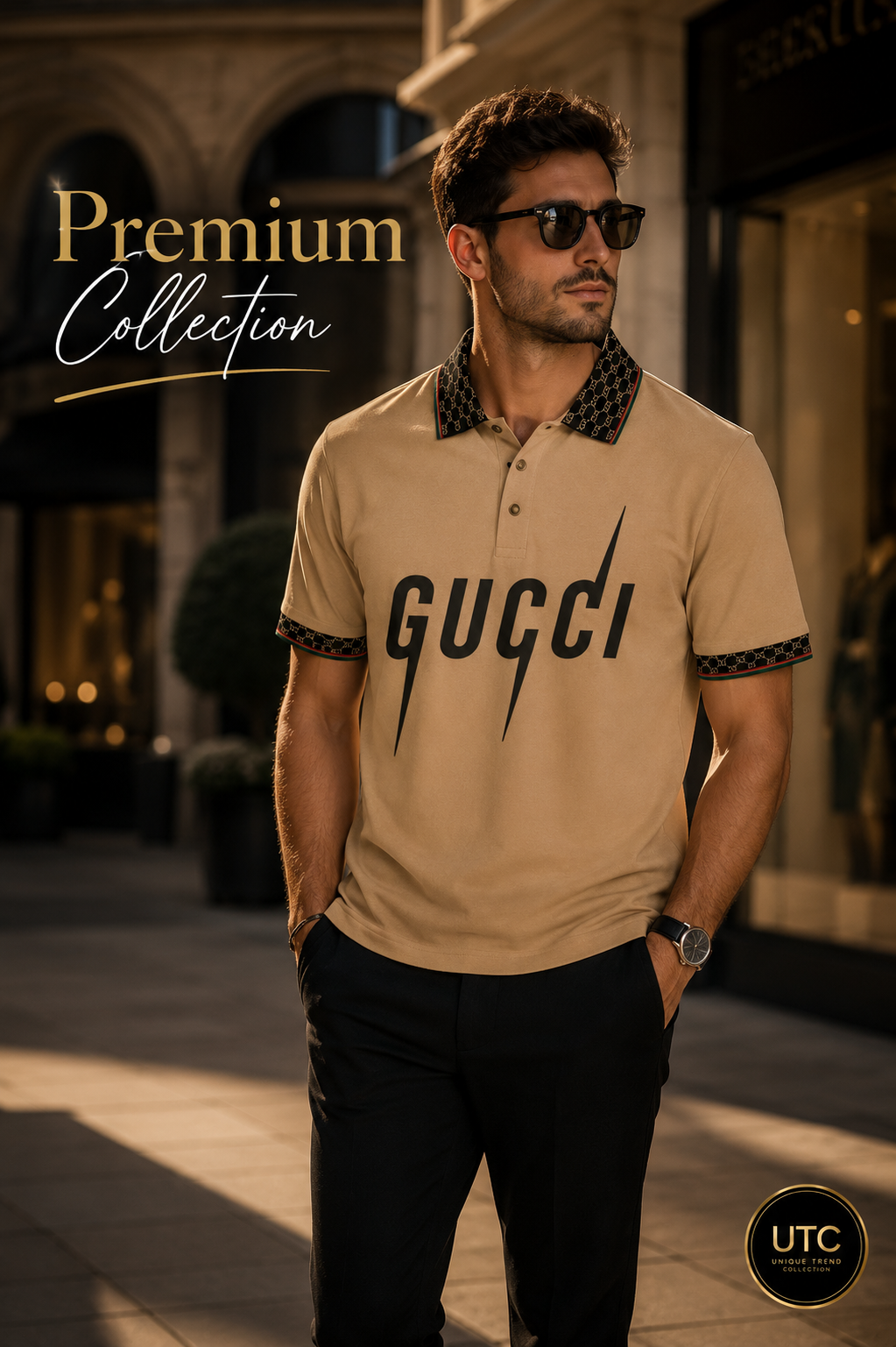 🔥 Gucci Men's Premium Beige Polo Shirt | Luxury Cotton Designer Polo 👕✨