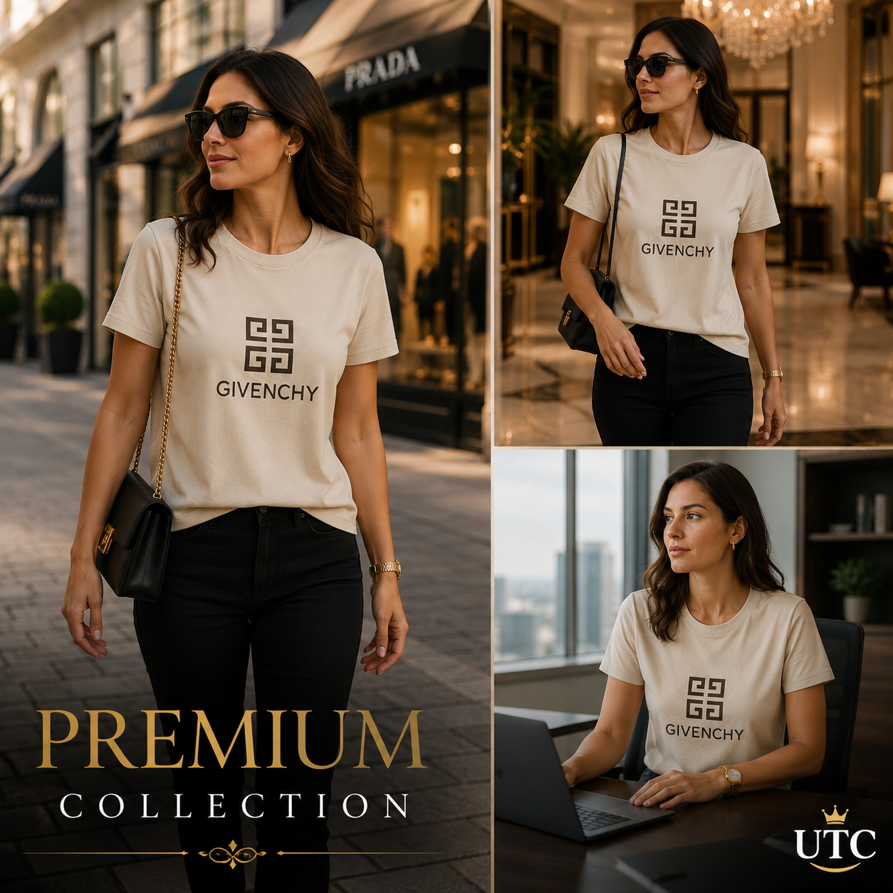 Givenchy Women's Premium Beige Logo Cotton T-Shirt | Luxury Short Sleeve Crew Neck Casual Tee