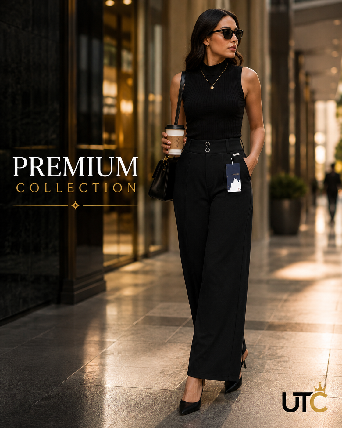 LIMORE Women's Premium Black Wide-Leg Pants – High-Waist Elegant Trousers