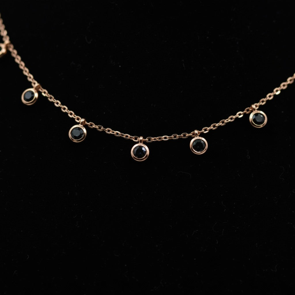 ✨ Elegant Black Crystal Charm Necklace for Women | Dainty Gold-Tone Necklace ✨
