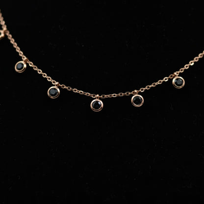 ✨ Elegant Black Crystal Charm Necklace for Women | Dainty Gold-Tone Necklace ✨