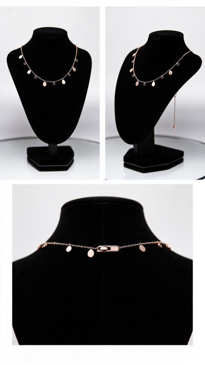 Rose Gold Dainty Charm Necklace for Women | Adjustable Luxury Minimalist Necklace | Unique Trend Collection