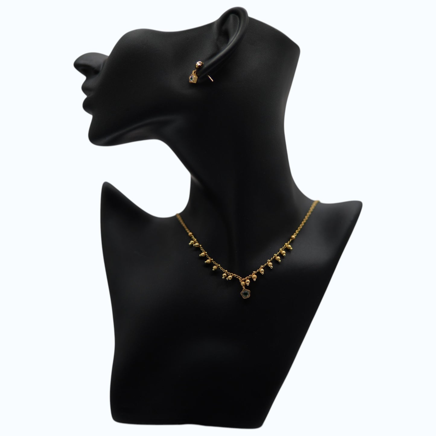 💚 Luxury Gold Green Crystal Necklace & Earrings Set for Women | Elegant Jewelry Gift ✨
