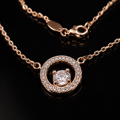 ✨ UTC Luxury Rose Gold Crystal Circle Pendant Necklace for Women ✨
