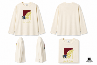 Formal Girl Women’s Cream Long Sleeve Graphic T-Shirt – Just Be Calm Casual Top