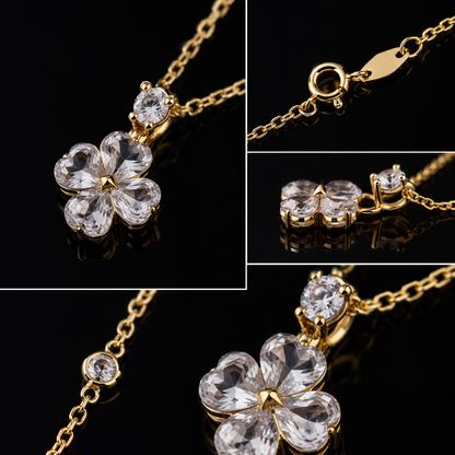✨ UTC Luxury Crystal Clover Necklace for Women | Elegant Gold-Tone Pendant | Adjustable Chain | Perfect Gift 💎