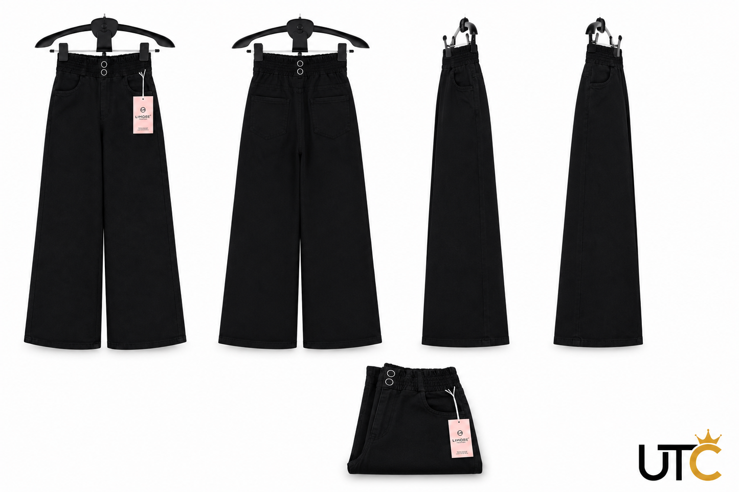 LIMORE Women’s Black Wide-Leg Jeans | Elastic Waist