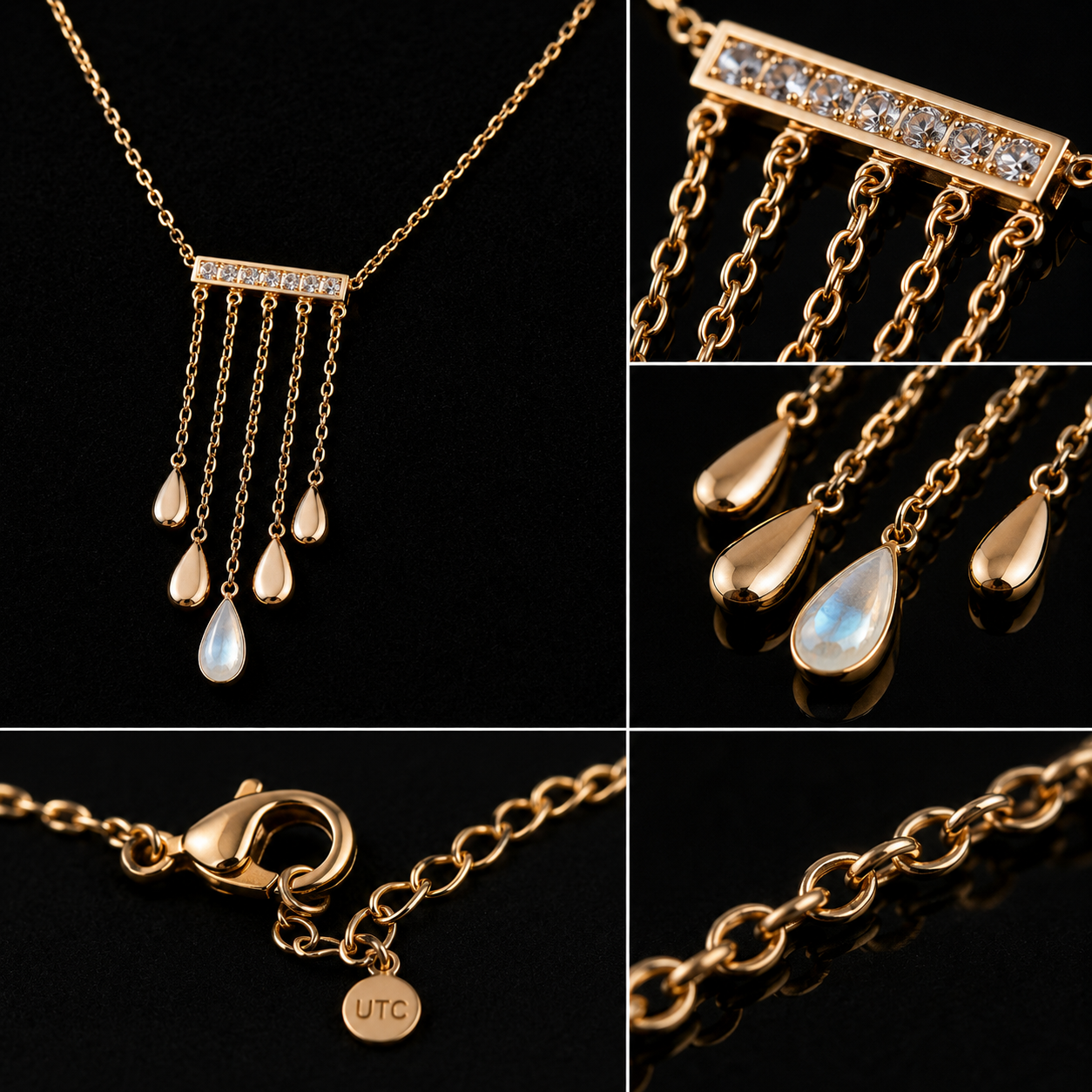 ✨ Rose Gold Water Drop Tassel Necklace | Elegant Crystal Pendant Necklace for Women ✨