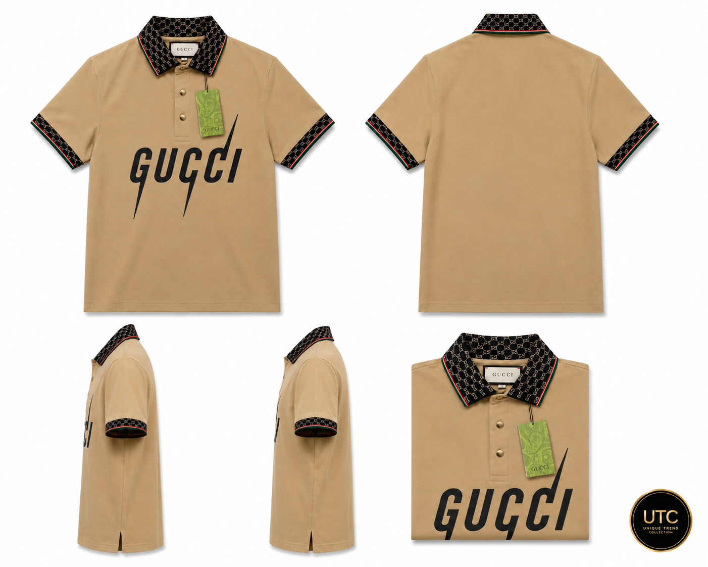 🔥 Gucci Men's Premium Beige Polo Shirt | Luxury Cotton Designer Polo 👕✨