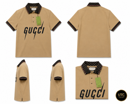 🔥 Gucci Men's Premium Beige Polo Shirt | Luxury Cotton Designer Polo 👕✨