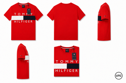❤️🤍💙 Tommy Hilfiger Men's Premium Logo T-Shirt | Classic Red Crew Neck