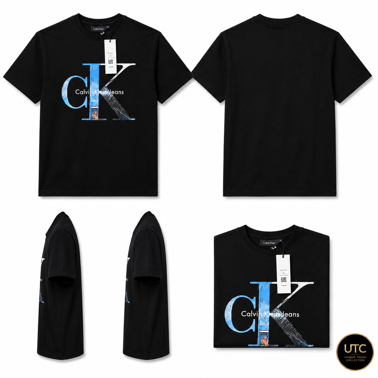 Calvin Klein Jeans Men's Black Graphic Logo T-Shirt | Premium Cotton Crew Neck