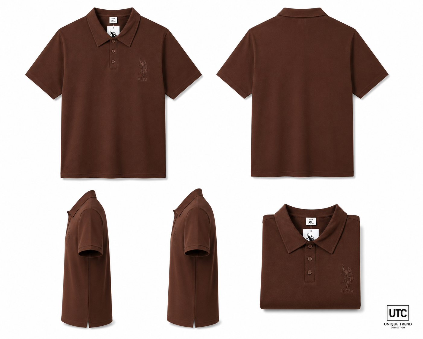 Women’s Premium Brown Embroidered Polo T-Shirt – Classic Short Sleeve