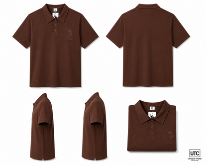 Women’s Premium Brown Embroidered Polo T-Shirt – Classic Short Sleeve