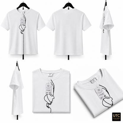 Formal Girl Women’s White Minimalist Line Art T-Shirt – Short Sleeve Casual Tee