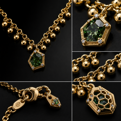 💚 Luxury Gold Green Crystal Necklace & Earrings Set for Women | Elegant Jewelry Gift ✨