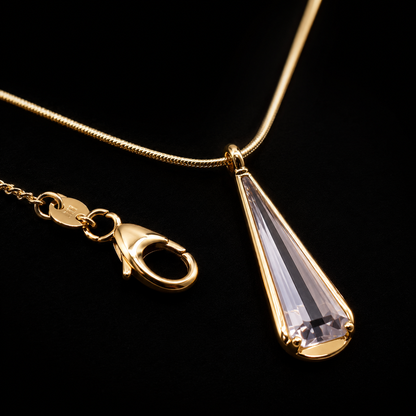 Luxury Crystal Teardrop Necklace – Gold Plated Elegant Pendant for Women