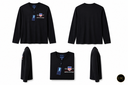 🖤 GANT Men's Premium Long Sleeve T-Shirt 👕✨ | 100% Authentic | Classic American Sportswear