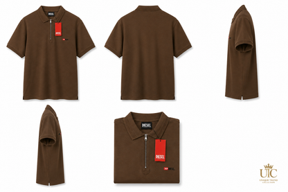 Premium Men's Coffee Brown Quarter-Zip Polo Shirt | Soft Cotton Blend Casual Polo
