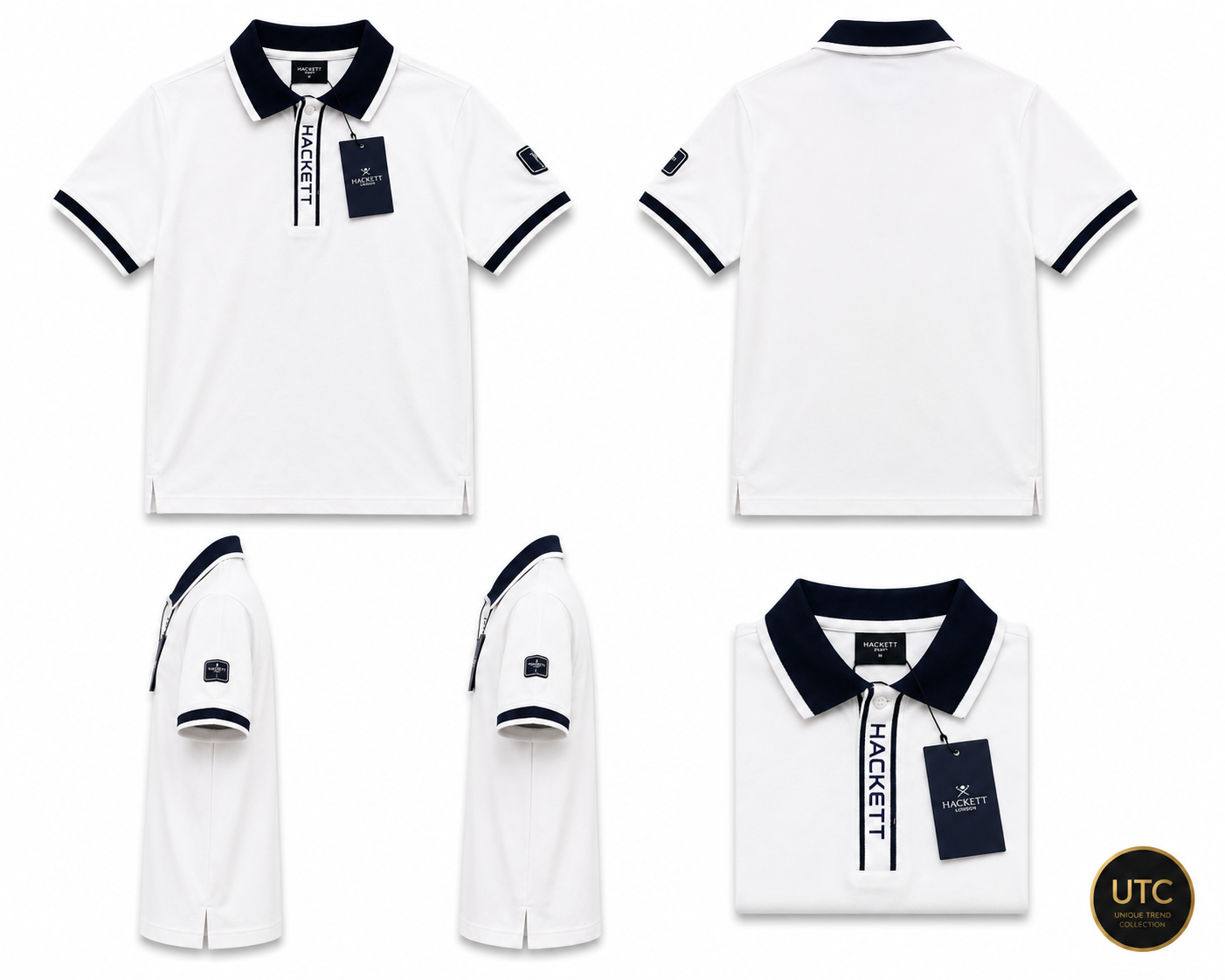 🔥 Hackett London Men's Premium White Polo Shirt | Luxury Cotton Smart Casual Golf Polo 👕