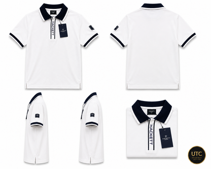 🔥 Hackett London Men's Premium White Polo Shirt | Luxury Cotton Smart Casual Golf Polo 👕